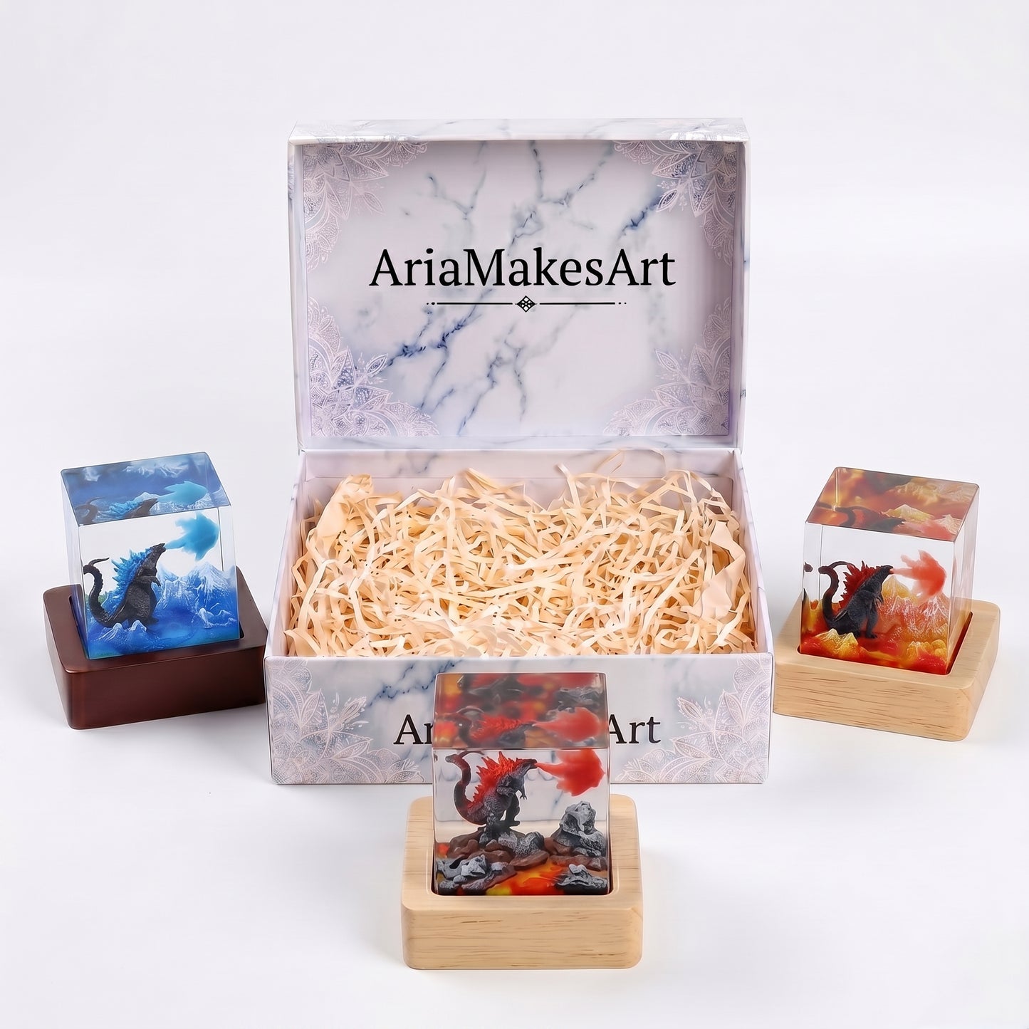 Aria’s Art™ – Lámpara de Resina Godzilla LED 3D