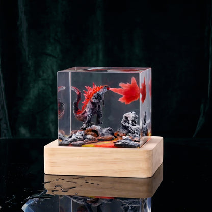Aria’s Art™ – Lámpara de Resina Godzilla LED 3D